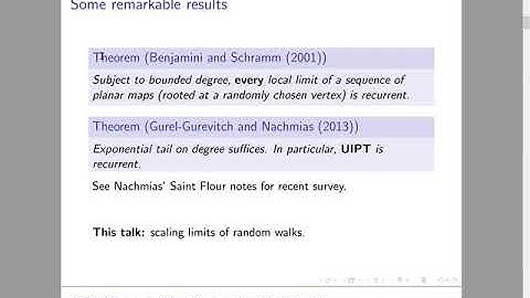 2020.03.26 Nathanael Berestycki - Random walks on random planar maps and Liouville Brownian motion