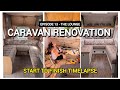 Girl renovates Damp Rotten Caravan - Lounge Timelapse Start to Finish - Before & After - Eps 13