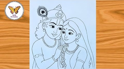 Radha and krishna drawing| simple radhakrishna drawing| Chitra 