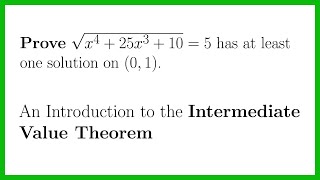 Introduction to the Intermediate Value Theorem