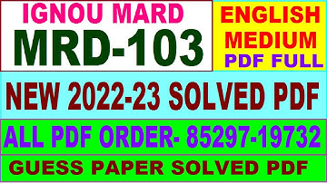mrd 103 solved assignment 2022-23 / mrd 103 solved assignment in English / ignou mard solved