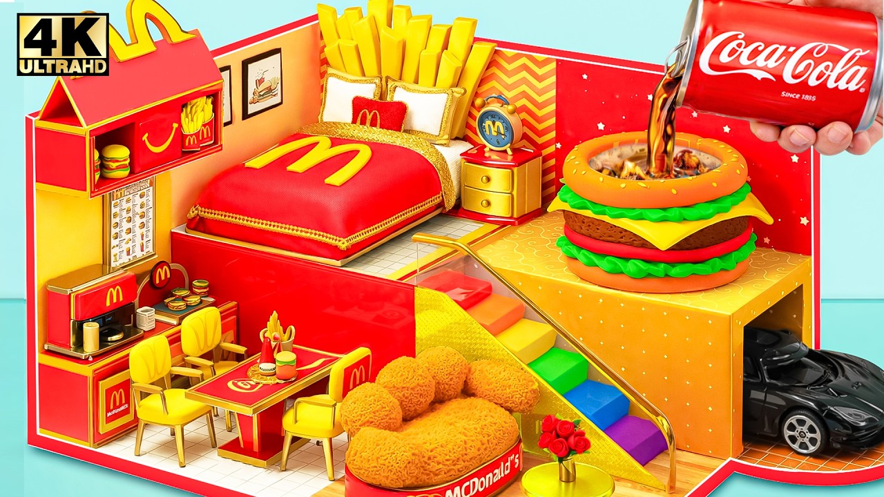 McDonald's ミニチュアハウス Build Cute McDonald's House with Fries Bedroom, Pool, Elevator