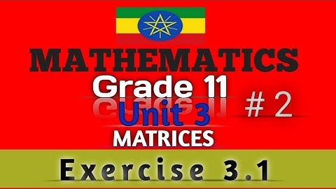Grade 11 Maths Unit 3 MATRICES|| # 2 Exercise 3.1 Maths With Fikru||New Curriculum