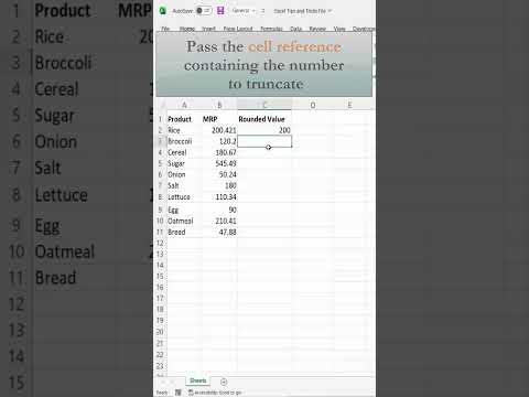 Truncating the Fractional Part of a Number in Excel