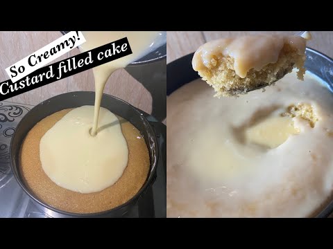 Best moist Vanilla Cake recipe || Easy Vanilla Cake filling (Custard filled cake)