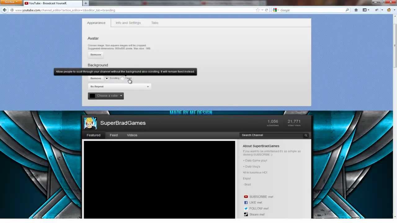 [How To] How to change your background image (In Youtube) YouTube