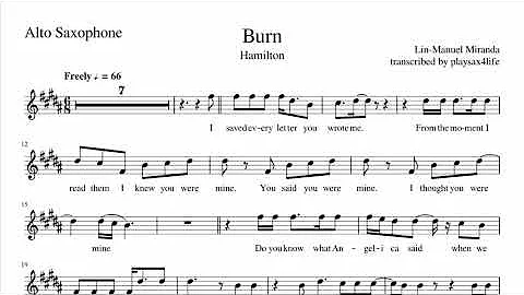 "Burn" (Hamilton) - Alto Saxophone Cover | Sheet Music