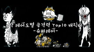 냥코대전쟁]각 레어도별 공격력 Top10 캐릭터(슈퍼레어)