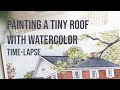 Painting a tiny roof with watercolor    timelapse