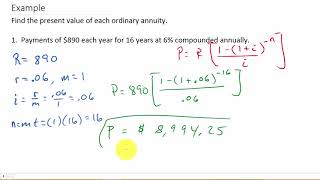 Present Value of an Ordinary Annuity Example 1