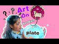 Art on broken plate 😱??? ll plate art 🎨 ll will I fail ? #diy #art #youtube