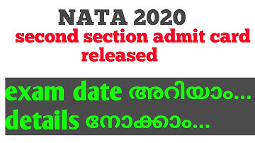 NATA SECOND SECTION  ADMIT CARD/Malayalam/A S MEDIA