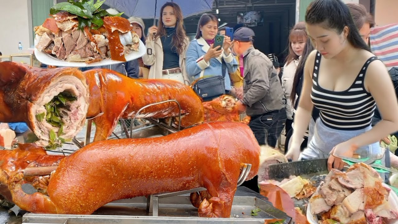 FULL VIDEO: The delicious aroma of whole roasted pork makes everyone who eats it crave it. BBQ 