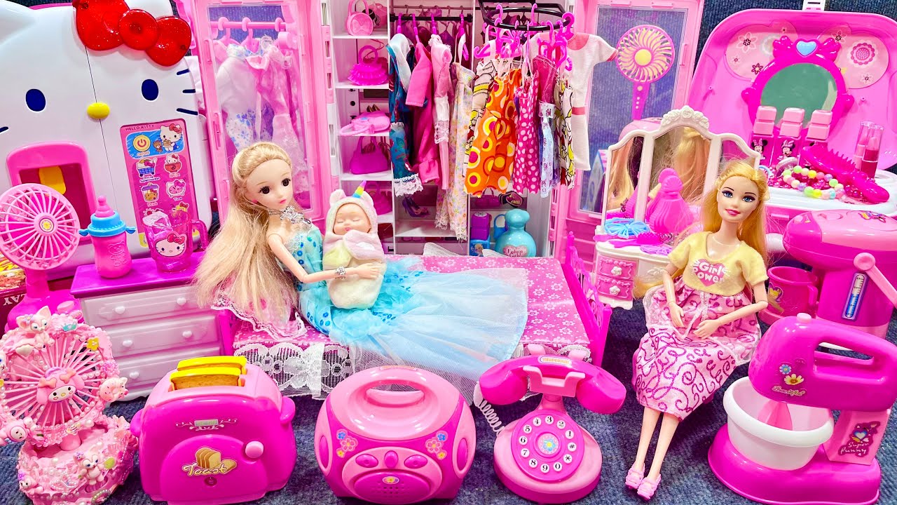 14 Minutes Satisfying with Unboxing Barbie Princess Wardrobe & Bedroom Collection Toys Review | ASMR