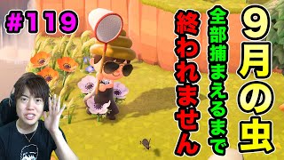 【あつまれどうぶつの森】9月から獲れる虫全部捕まえるまで終われません！#119