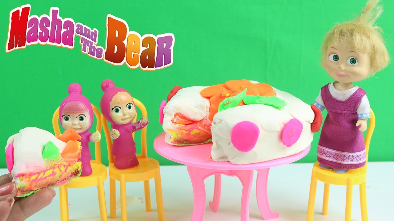 Abla Maşa Küçük Maşalara Oyun Hamurundan Pasta Yaptı Maşa Çizgi Film