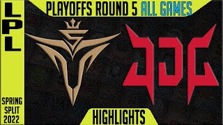 V5 vs JDG Highlights ALL GAMES | Round 5 LPL Playoffs Spring 2022 | Victory 5 vs JD Gaming