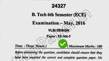 2016 Mdu BTech ECE 6th Sem VLSI Question Paper