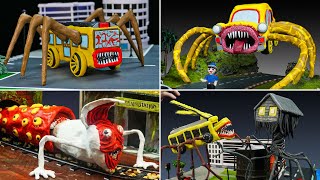 😱 Making BUS EATER vs CAR EATER vs BRIDGE WORM vs HOUSE HEAD with clay