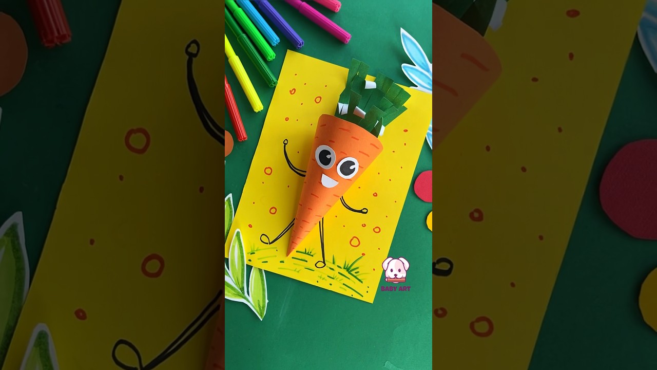 Смешная морковка🥕#идеидлятворчества #аппликация #искусство #art #рисунки #рисункидлядетей #казань