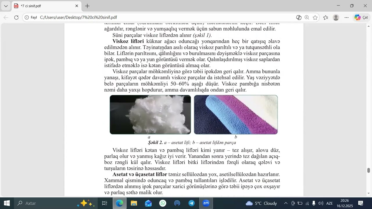 SÜNİ VƏ SİNTETİK LİFLƏRDƏN PARÇALAR Mövzunun Acar sözlərlə yeni izahı və testləri 