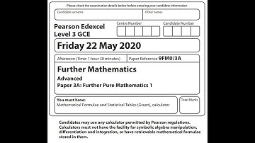 Further Pure 1 2020 Pearson Edexcel Further Maths A level