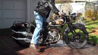 Matchless X 3 (998cc, v twin) 1931; starting and running the bike. in HD