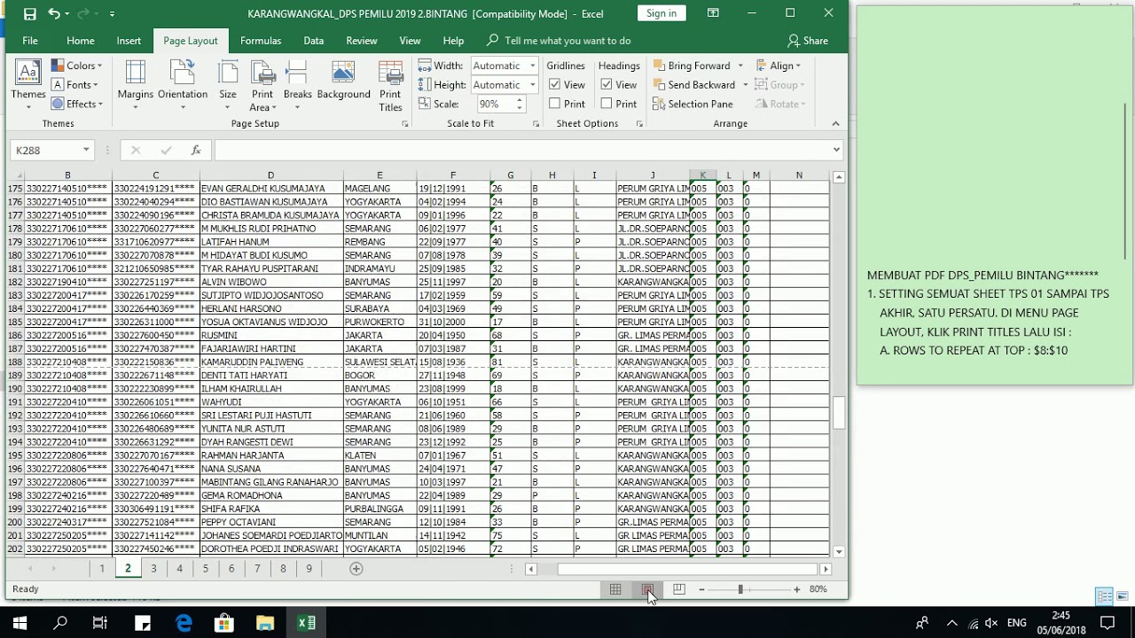 Membuat laporan Dps Pemilu bintang ****** dari file Excel