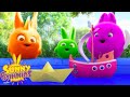 PLAYING PAPER BOAT | Sunny Bunnies | Cartoons for Kids | WildBrain Zoo