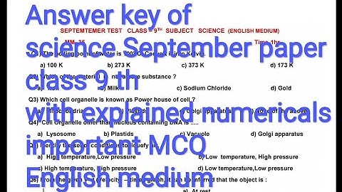 # Answer key of Science September paper(16-9-2021)/class 9 th/english medium/ Explained numericals