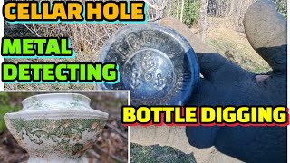2024 Cellar Hole Digging & Antique Bottle Digging Metal Detecting ~ Relics Treasure Bottles ©
