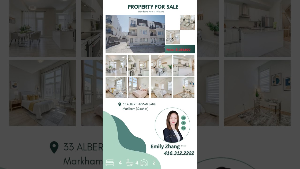 📍Luxury End-Unit Townhome in Cachet | 33 Albert Firman Lane, Markham