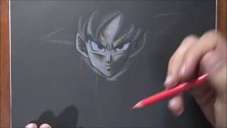 RETO SOLO COLORES en HOJA NEGRA Dibujando a GOKU XENO. CHALLENGE Only Pencil Colors | DibujAme Un