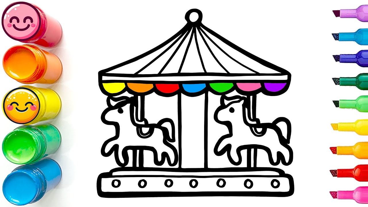 How to Draw a Horse Carousel | Step by Step Drawing Tutorial - YouTube