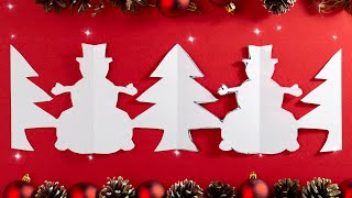 Cutting Paper Art Designs for Christmas Decoration ❄️ How to make paper Snowmen with Christmas trees