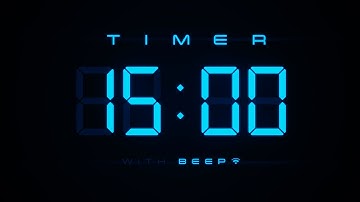 15 Minute Countdown Timer ⏱ Digital Blue Clock with Beeps 💙