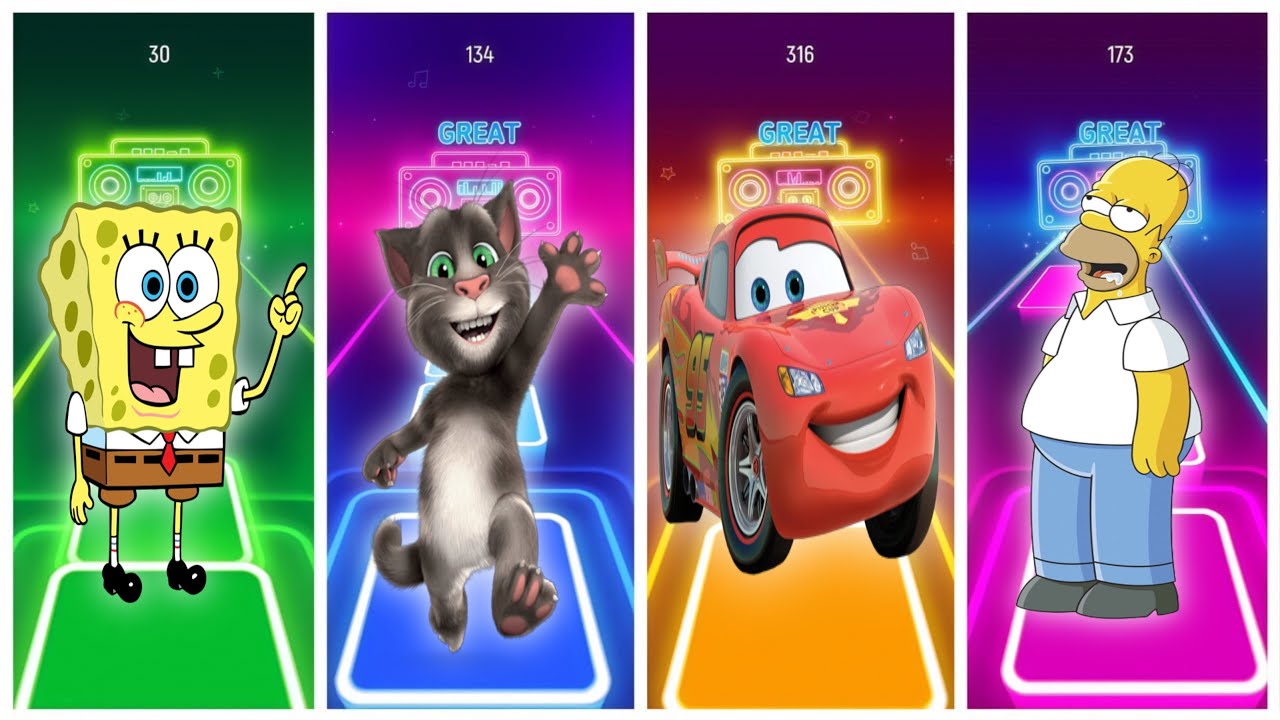 SpongeBob - Tom - McQueen - Simson - Tiles Hop EDM Rush  