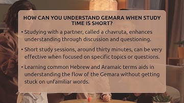How Can You Understand Gemara When Study Time Is Short? - Jewish Teachings For All