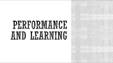Performance and Learning