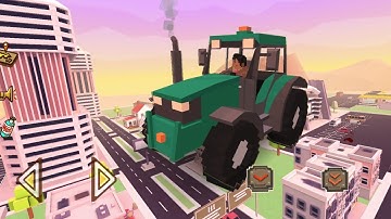 How to get above the city with the magical tractor - Blocky Farming Racing & Simulator game play
