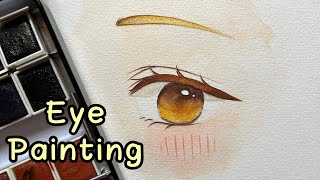 تعلم رسم وتلوين عين انمي بالألوان المائية - anime eye painting with watercolor