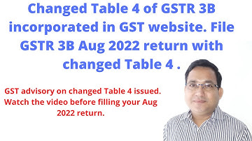 How to show ITC in changed Table 4 in GSTR3B return from Aug 2022