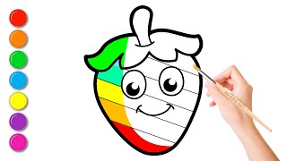 How To Draw Rainbow StrawBerry! Let's Draw, Paint & Color a Colorful Surprise!