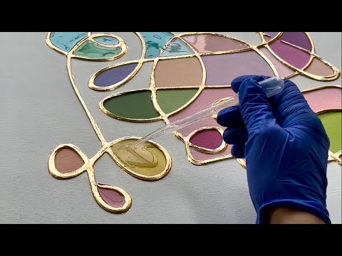 Easy squeeze gold relief colourful abstract painting