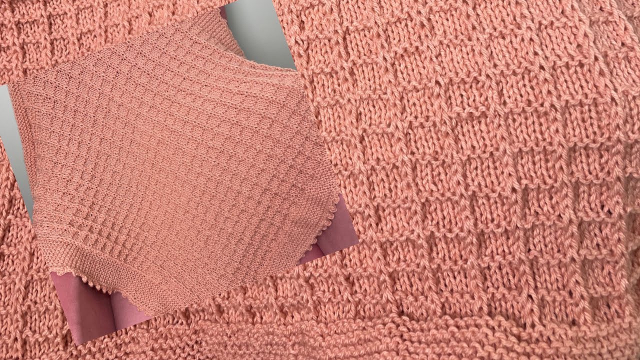 MANTA EM TRICÔ PARA BEBÊ - PONTO QUADRADINHOS