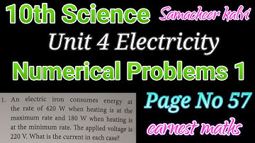10th Science Numerical Problems 1 Page No 57 Unit 4 Electricity Samacheer kalvi earnest maths
