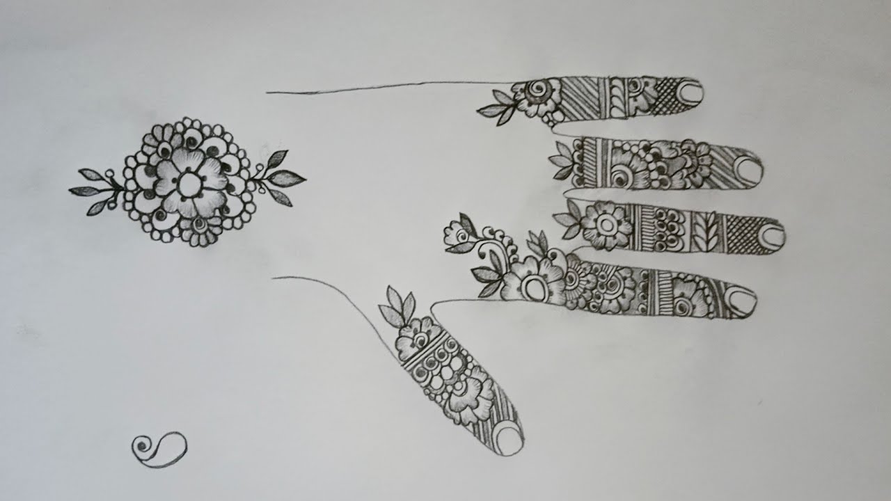 back hand pencil shading mehndi design ️ | finger mehndi design 2023 ...