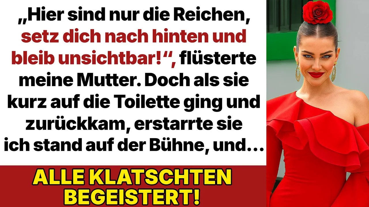 Meine Mutter packte meinen Arm, ihre Fingernägel gruben sich durch den dünnen Stoff meines Kleides, als sie mich durch die Menge an der Tür des Festsaals schob. „Setz dich in die hinterste Ecke...