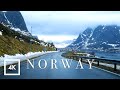 Scenic snowy drive in reine lofoten islands norway  driving sounds for sleep and study asmr