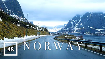 Scenic Snowy Drive in Reine, Lofoten Islands, Norway | Driving Sounds for Sleep and Study ASMR